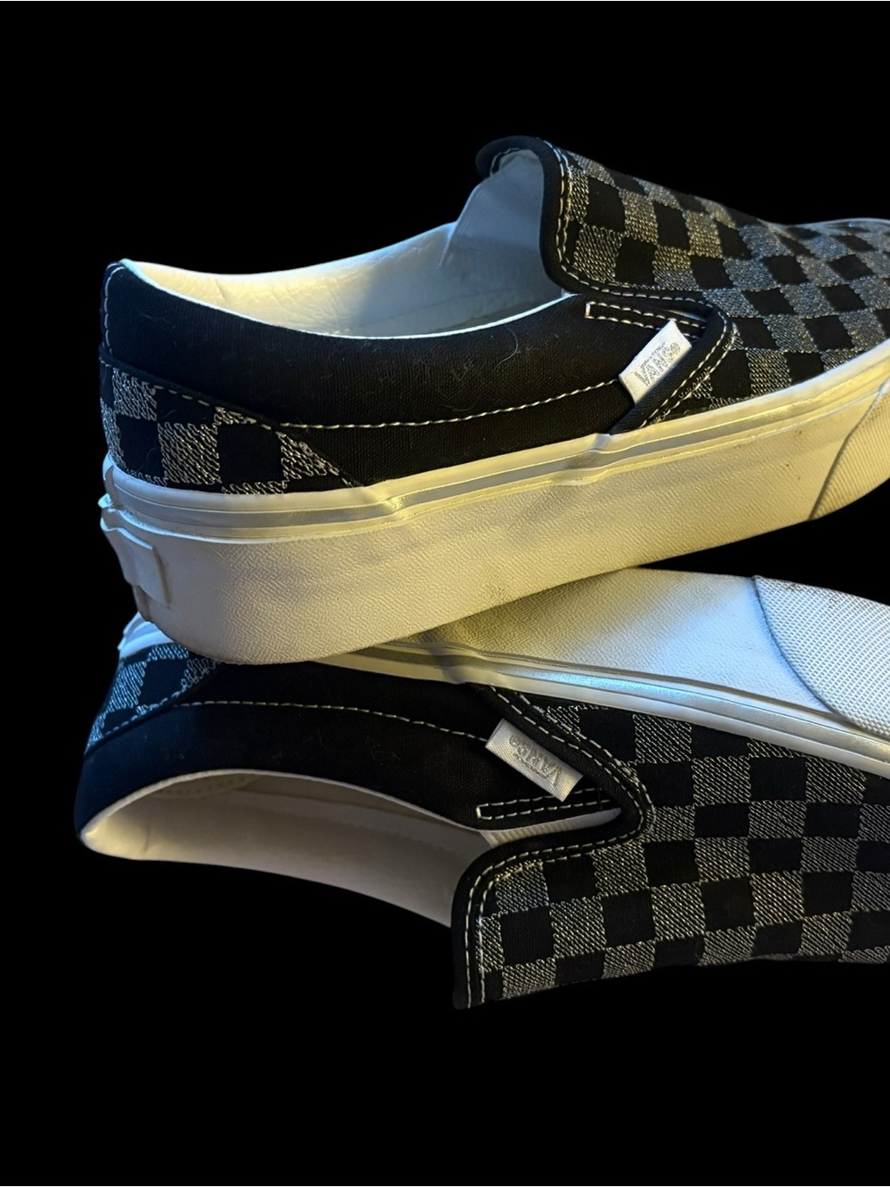 Black and gray sparkly checkered vans size 7.5 - Picture 5 of 5